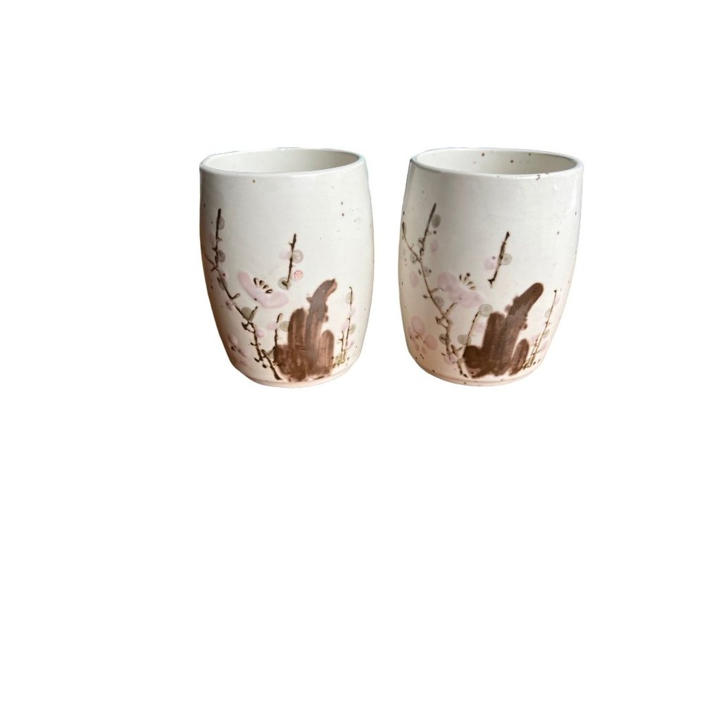 Vintage Unbranded Japanese Tea cups Water Cups set 2 cherry blossom